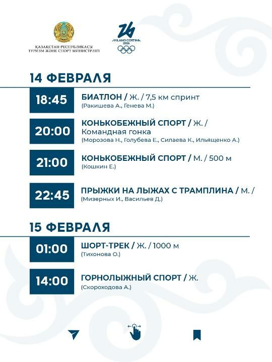 График выступления сборной Казахстана на зимней Олимпиаде-2026 – Фото №7