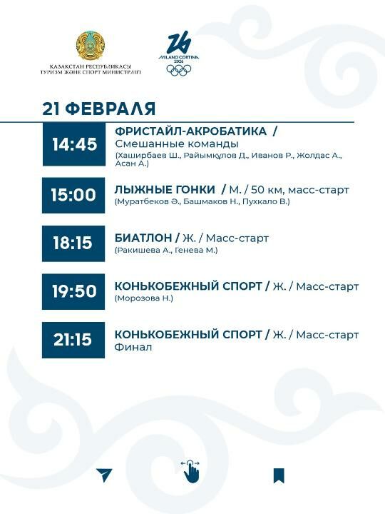 График выступления сборной Казахстана на зимней Олимпиаде-2026 – Фото №12