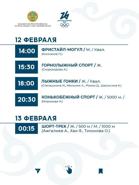 График выступления сборной Казахстана на зимней Олимпиаде-2026 – Фото №5