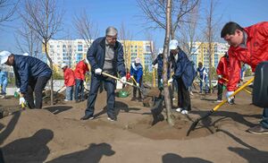 Глава государства принял участие в городском субботнике